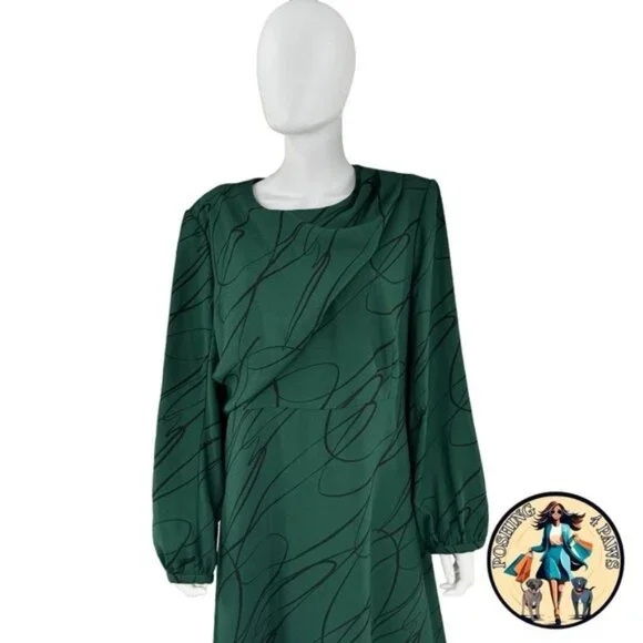 Tuckernuck NEW Pine Twombly Draped Macie Long Sleeve Formal Midi Dress Size XS